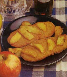 Receta de pollo empanado con manzanas