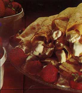 Receta de crepes con fresas y helado