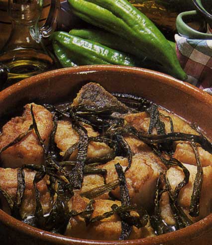 Receta de bacalao con pimientos verdes